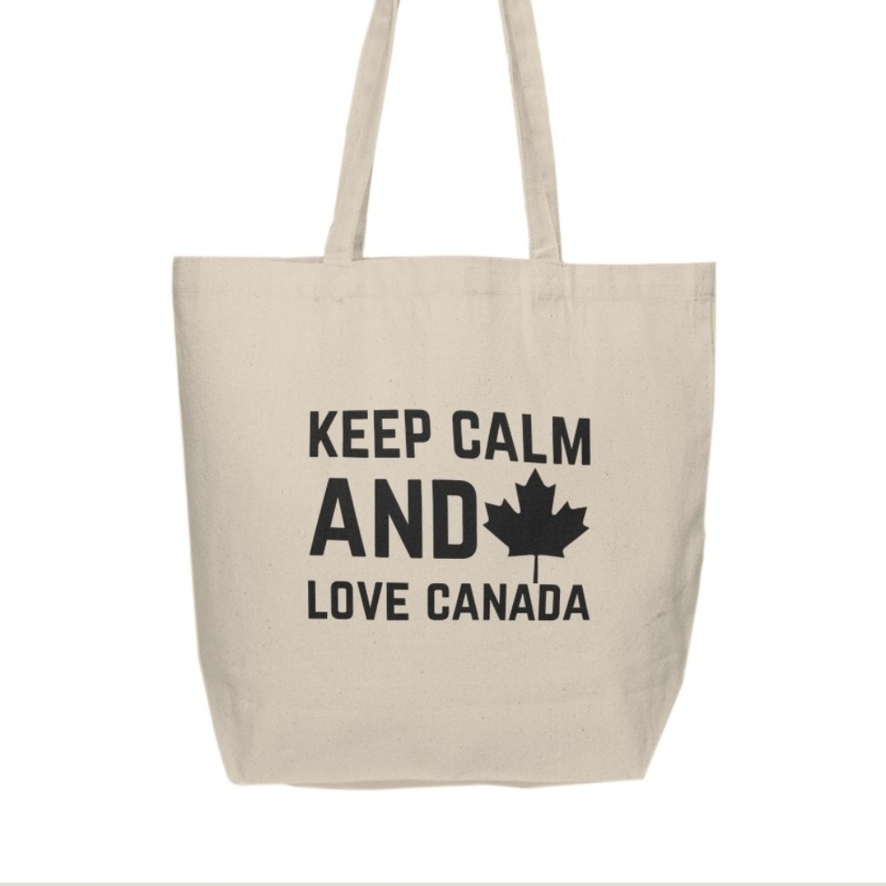 Keep Calm And Love Canada Custom Canvas Tote Bag - Picture 2 of 2